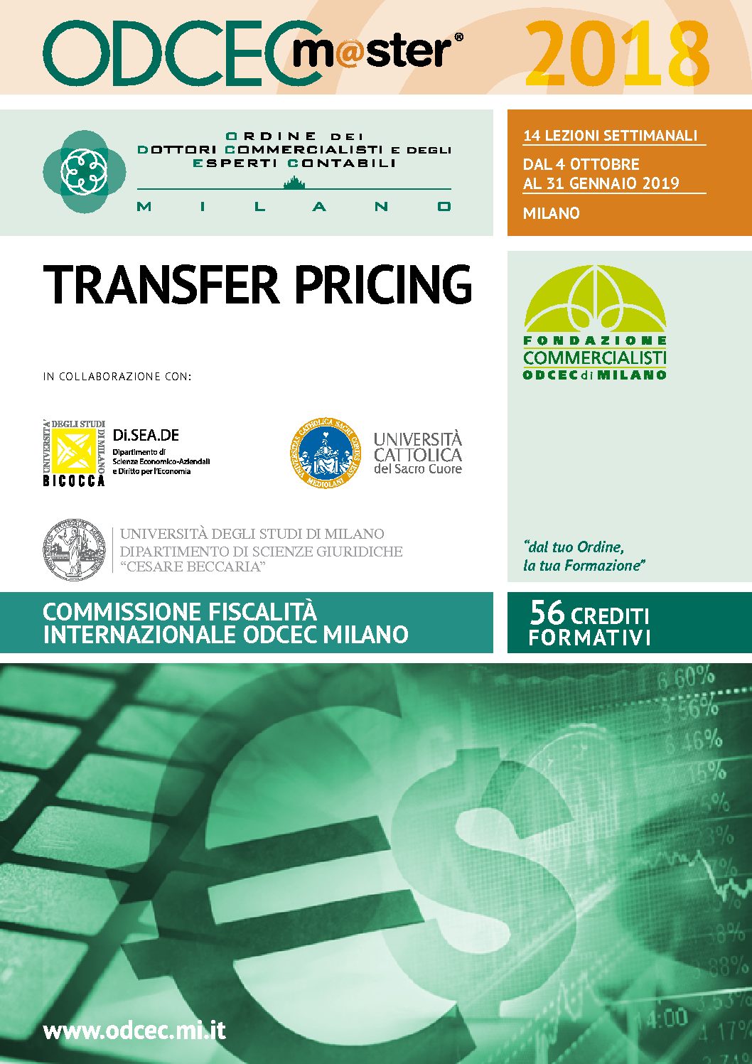 M@ster Transfer Pricing ODCEC Milano – I Edizione 2018
